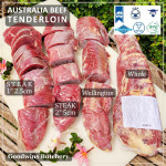 Beef Tenderloin frozen Australia (A) BUDGET steak cuts 2" 5cm price for 2pcs 600gr (eye fillet mignon daging sapi has dalam) brand NOLAN / McPHEE / CAG